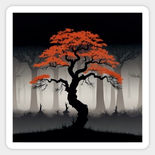 Orange and Black Woods - Spooky Tree Sticker